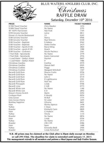 Christmas Raffle Draw Results - The Royal Gazette | Bermuda News ...
