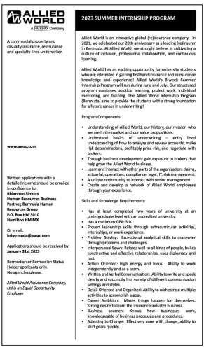 2023 Summer Internship Program - The Royal Gazette | Bermuda News ...