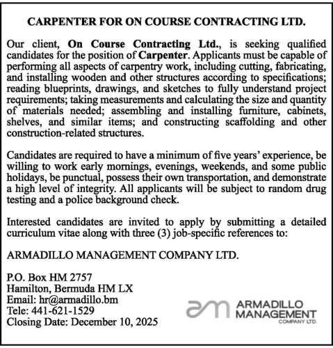 Carpenter The Royal Gazette Bermuda News Business Sports Events