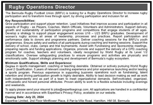 Rugby Operations Director - The Royal Gazette | Bermuda News, Business ...