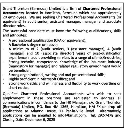 Chartered Professional Accountants The Royal Gazette Bermuda News