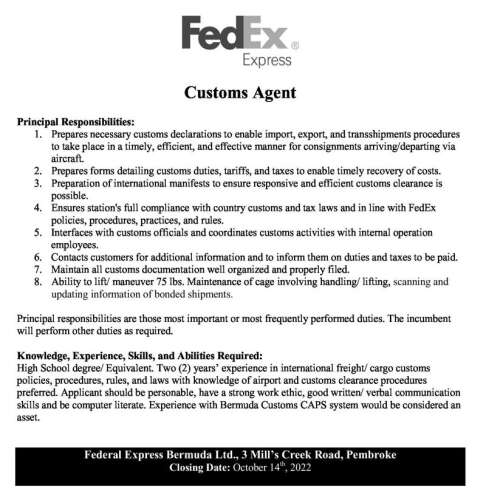 Customs Agent - The Royal Gazette | Bermuda News, Business, Sports ...