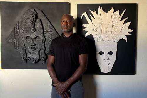 Mason turns roofing slate into art