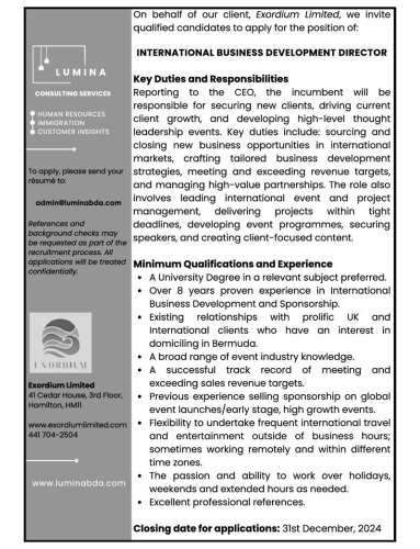 INTERNATIONAL BUSINESS DEVELOPMENT DIRECTOR
