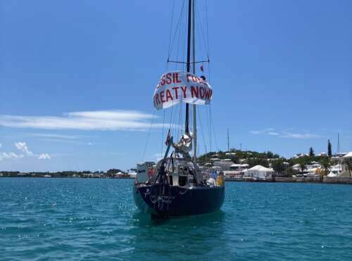 Activist vessel docks in St George’s en route to Europe conference