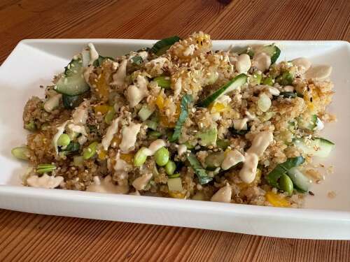 Catherine Burns: Try this crispy quinoa salad with maple, tahini and lime